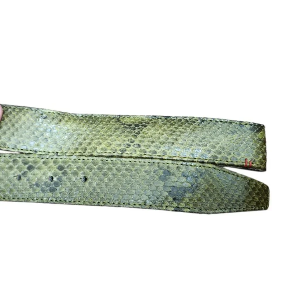 Claris Virot Baby Belt Khaki Python Leather Snap Belt Buckle Not Included